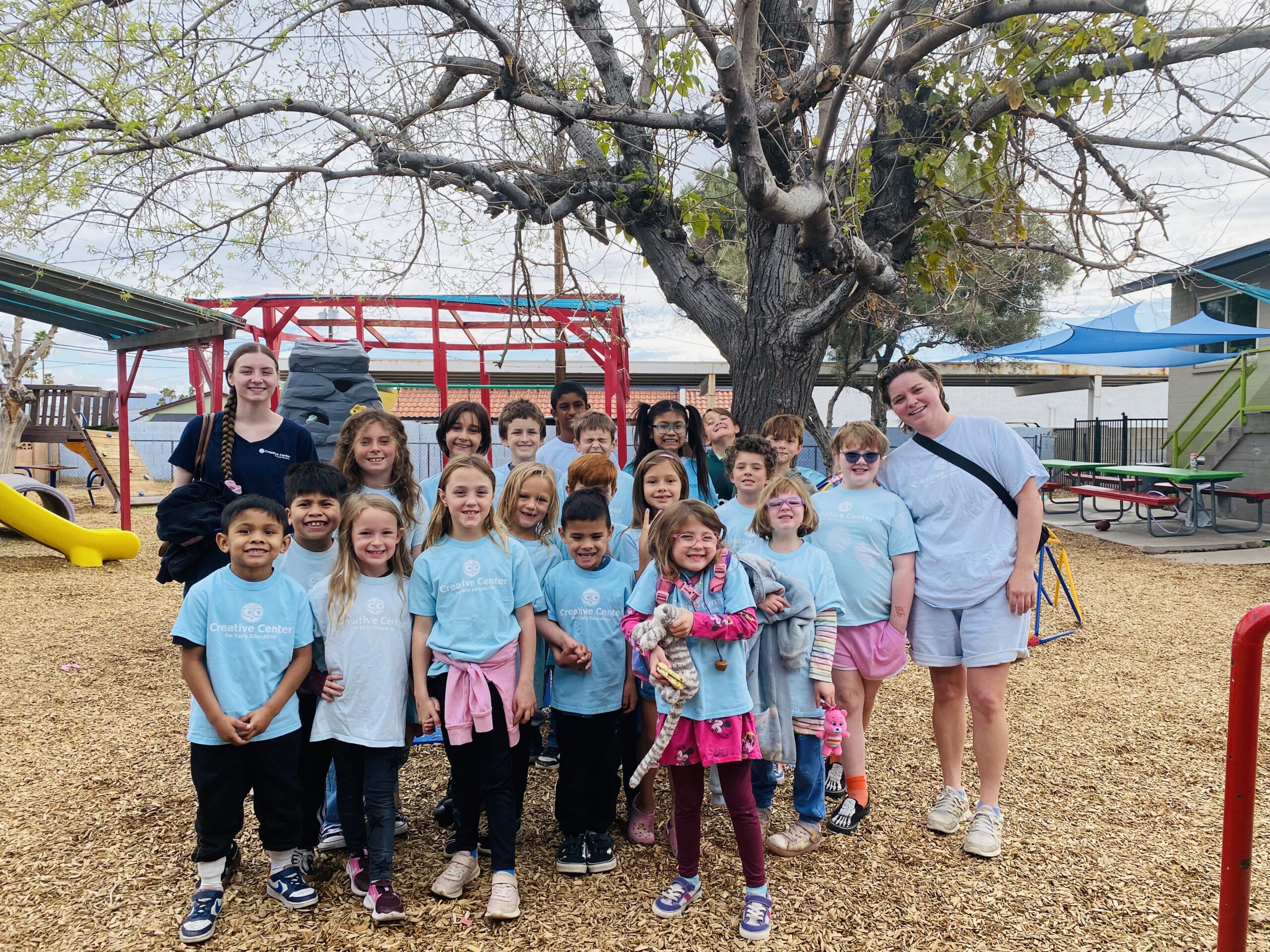 A Creative Center class photo on the playground